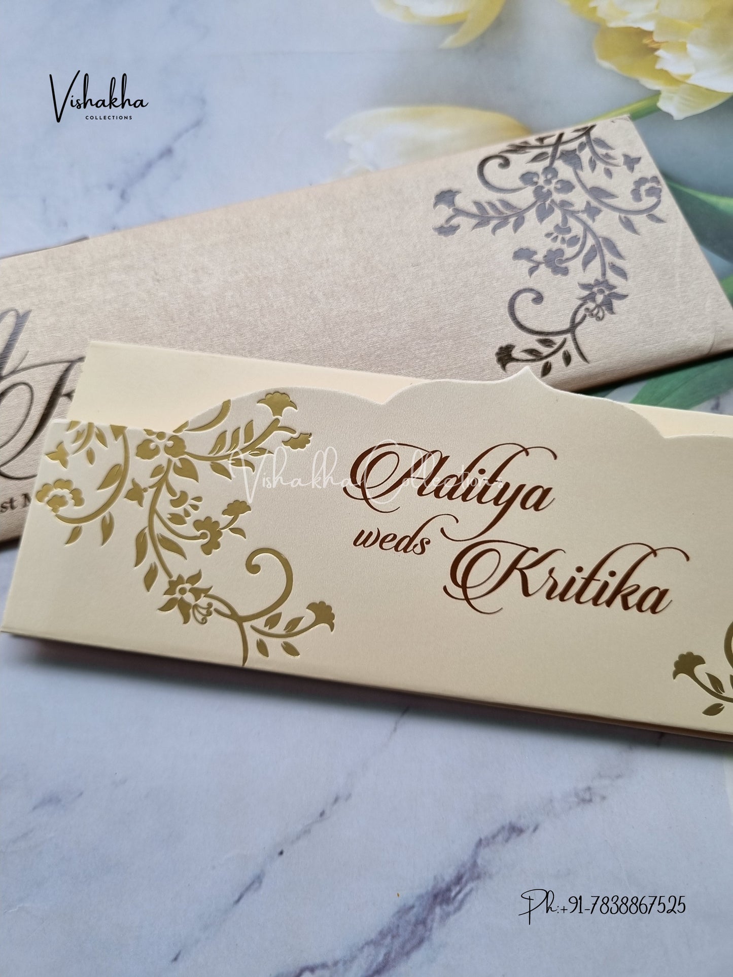 Single Insert Hindu Muslim Christian Sikh Colored invitation Cards LN-806