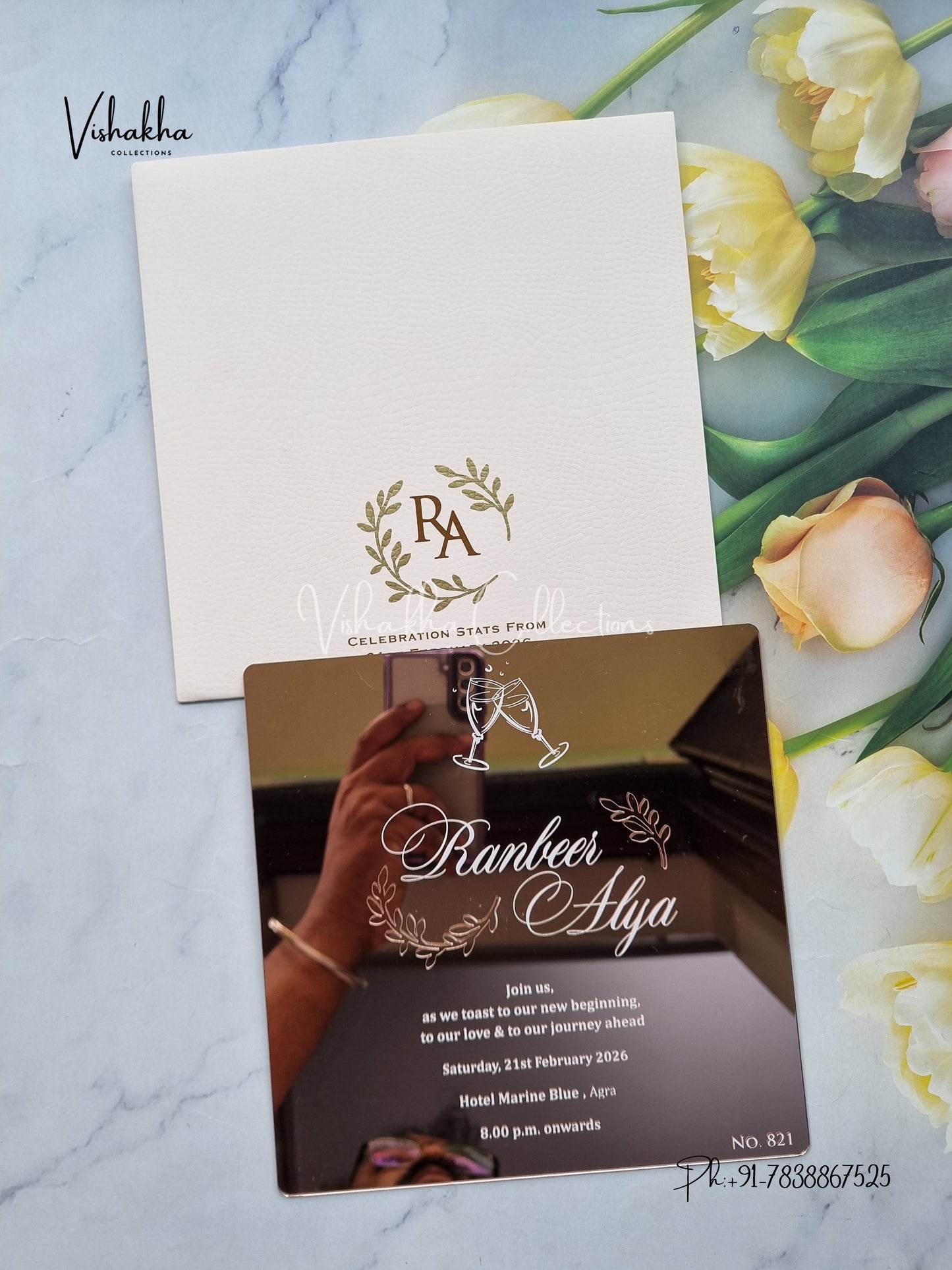 Hindu Muslim Christian Sikh Acrylic Colored invitation Cards LN-821