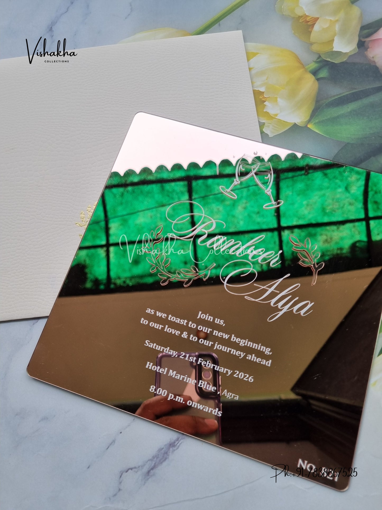 Hindu Muslim Christian Sikh Acrylic Colored invitation Cards LN-821