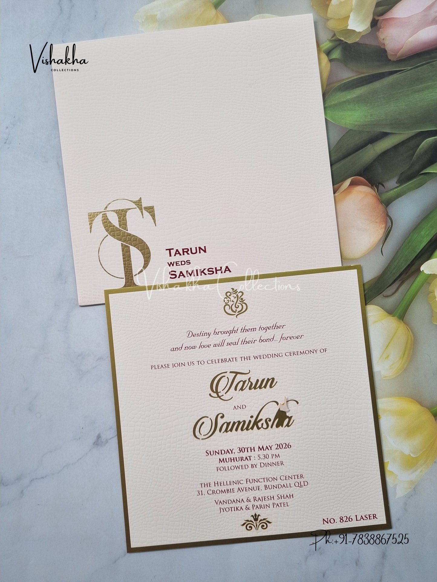 Single Insert Hindu Muslim Christian Sikh invitation Cards LN-826