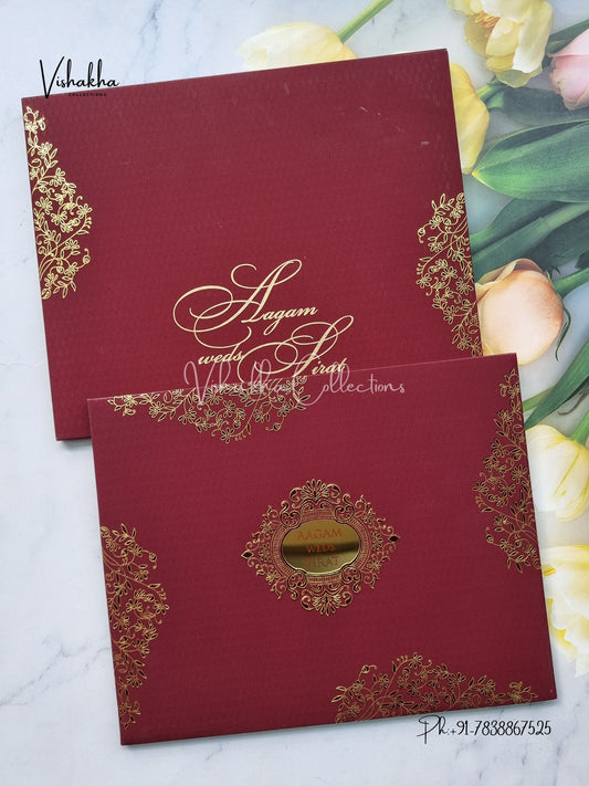 Hindu Muslim Christian Sikh Padded Colored invitation Cards LN-827