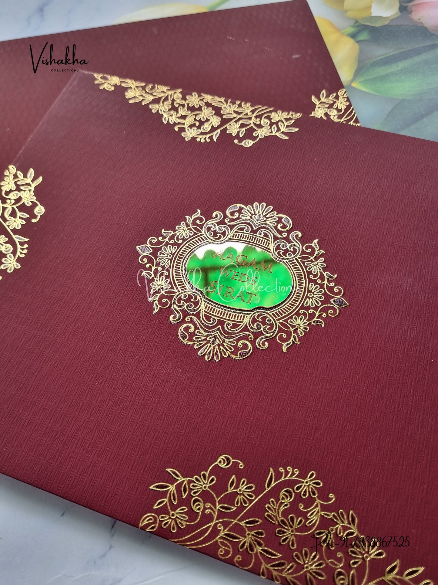 Hindu Muslim Christian Sikh Padded Colored invitation Cards LN-827