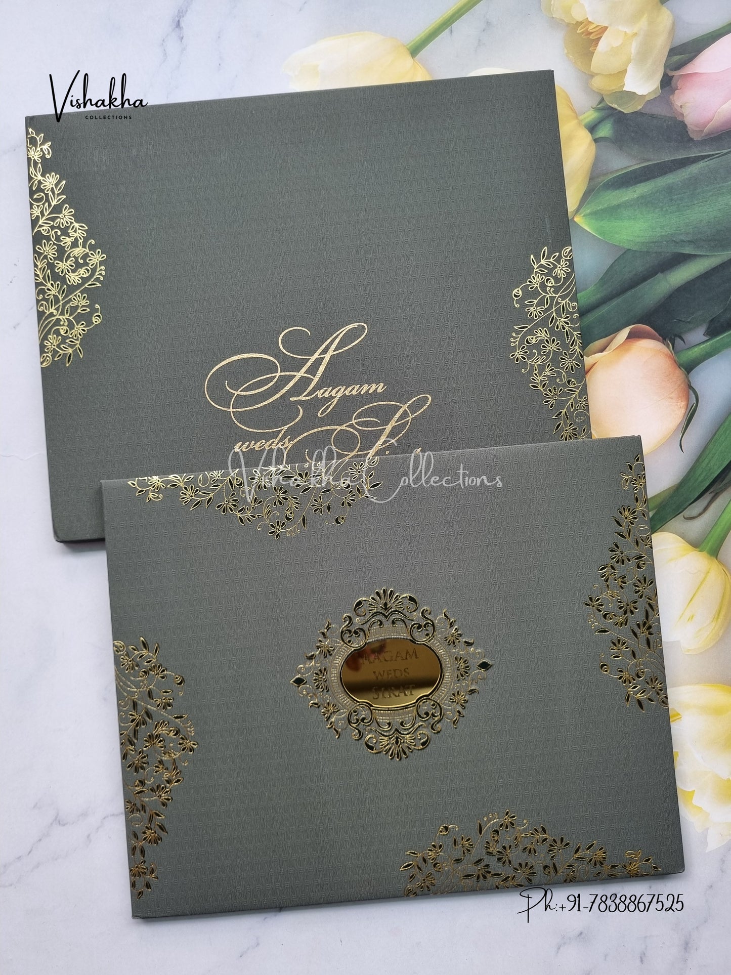 Hindu Muslim Christian Sikh Padded Colored invitation Cards LN-828