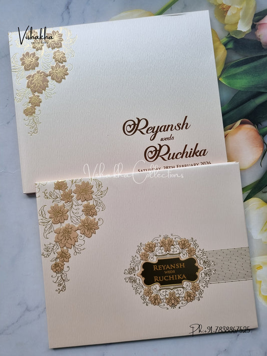 Hindu Muslim Christian Sikh Padded Colored invitation Cards LN-829