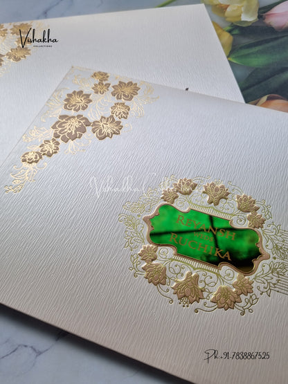 Hindu Muslim Christian Sikh Padded Colored invitation Cards LN-829