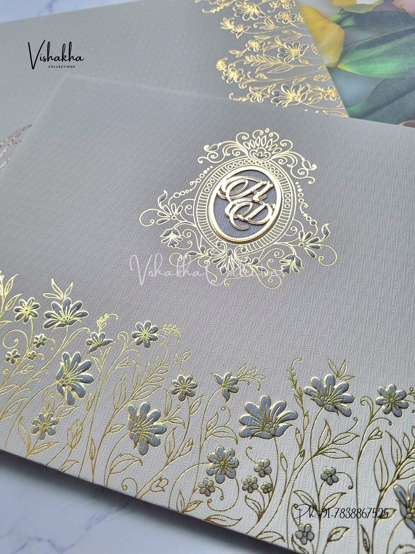 Hindu Muslim Christian Sikh Padded Colored invitation Cards LN-833