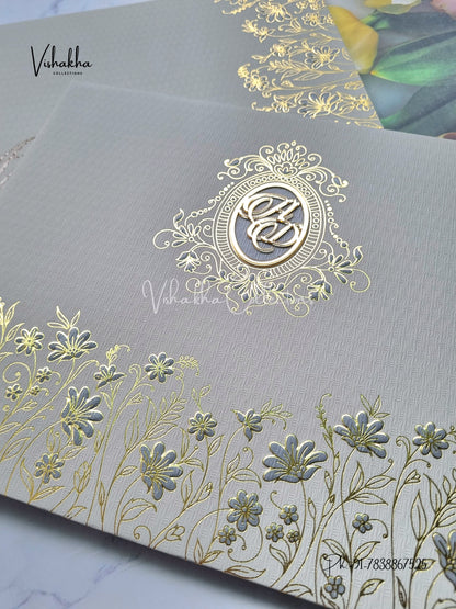 Hindu Muslim Christian Sikh Padded Colored invitation Cards LN-833