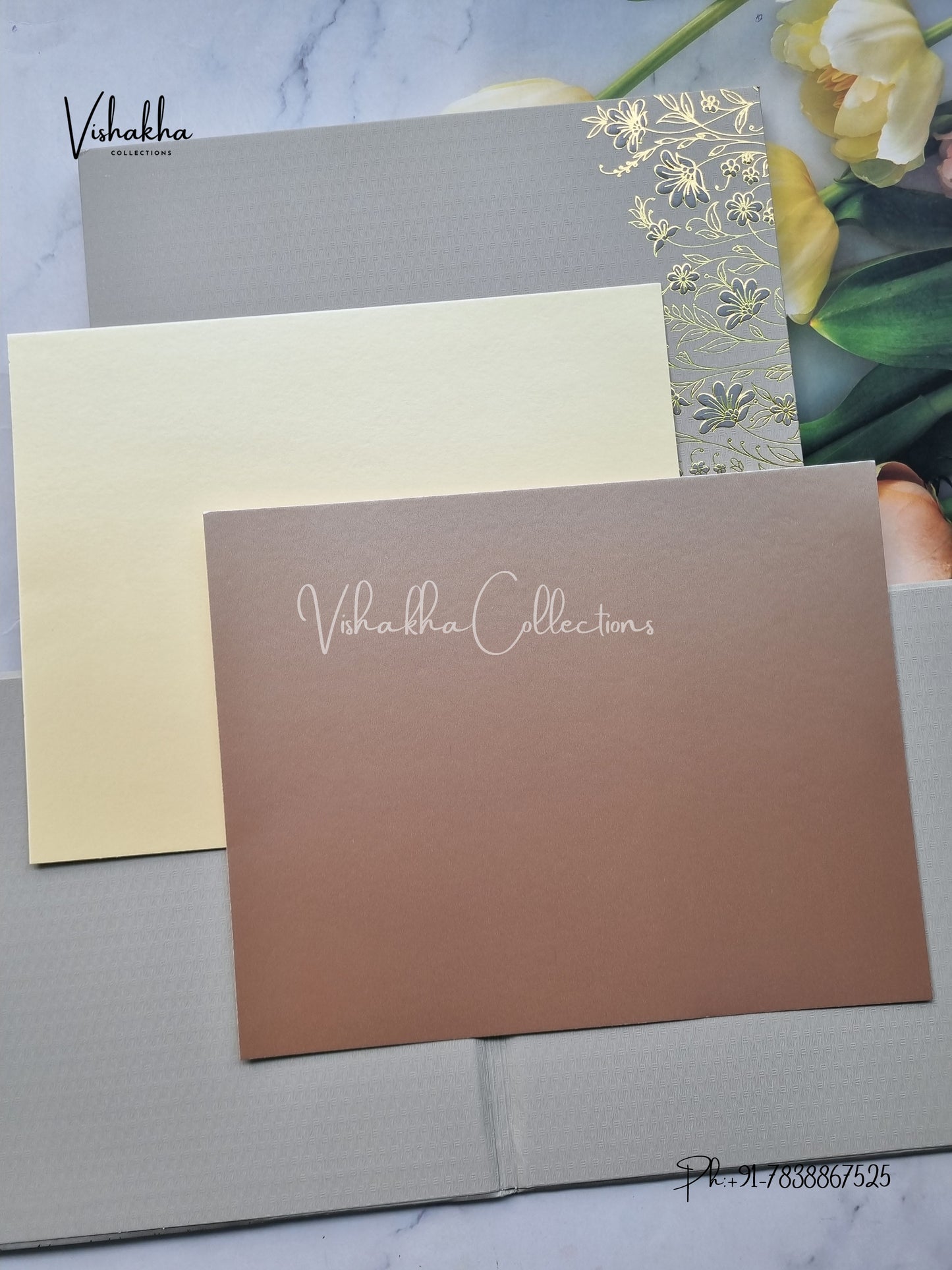 Hindu Muslim Christian Sikh Padded Colored invitation Cards LN-833