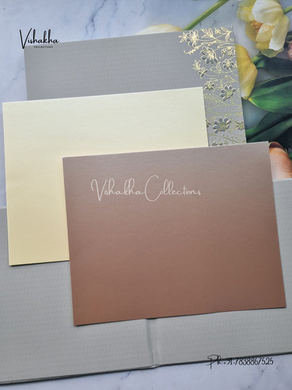 Hindu Muslim Christian Sikh Padded Colored invitation Cards LN-833