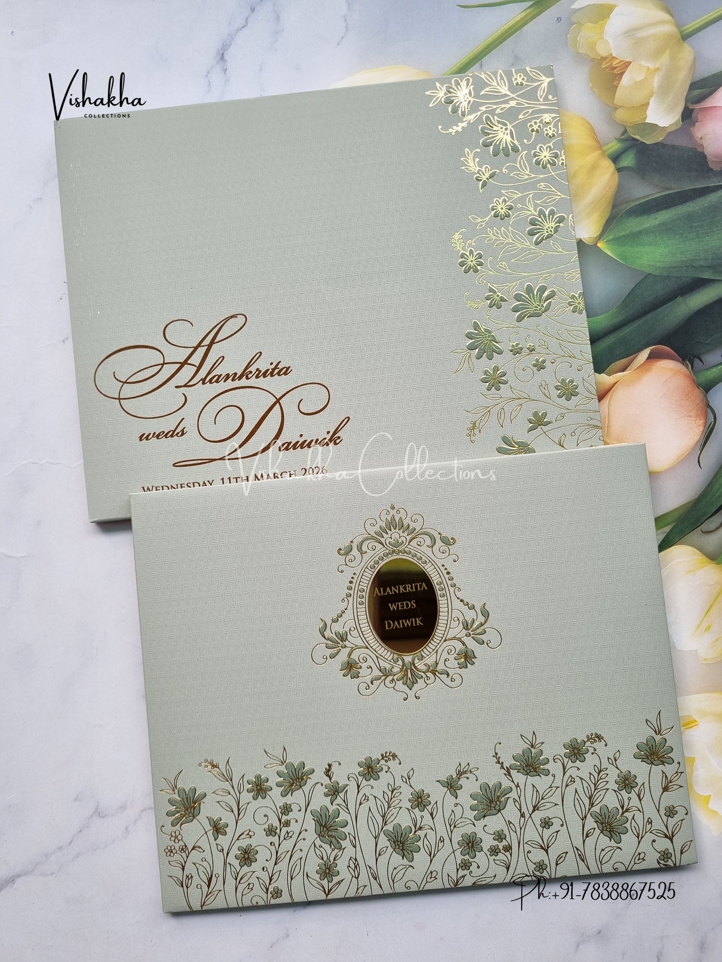 Hindu Muslim Christian Sikh Padded Colored invitation Cards LN-834