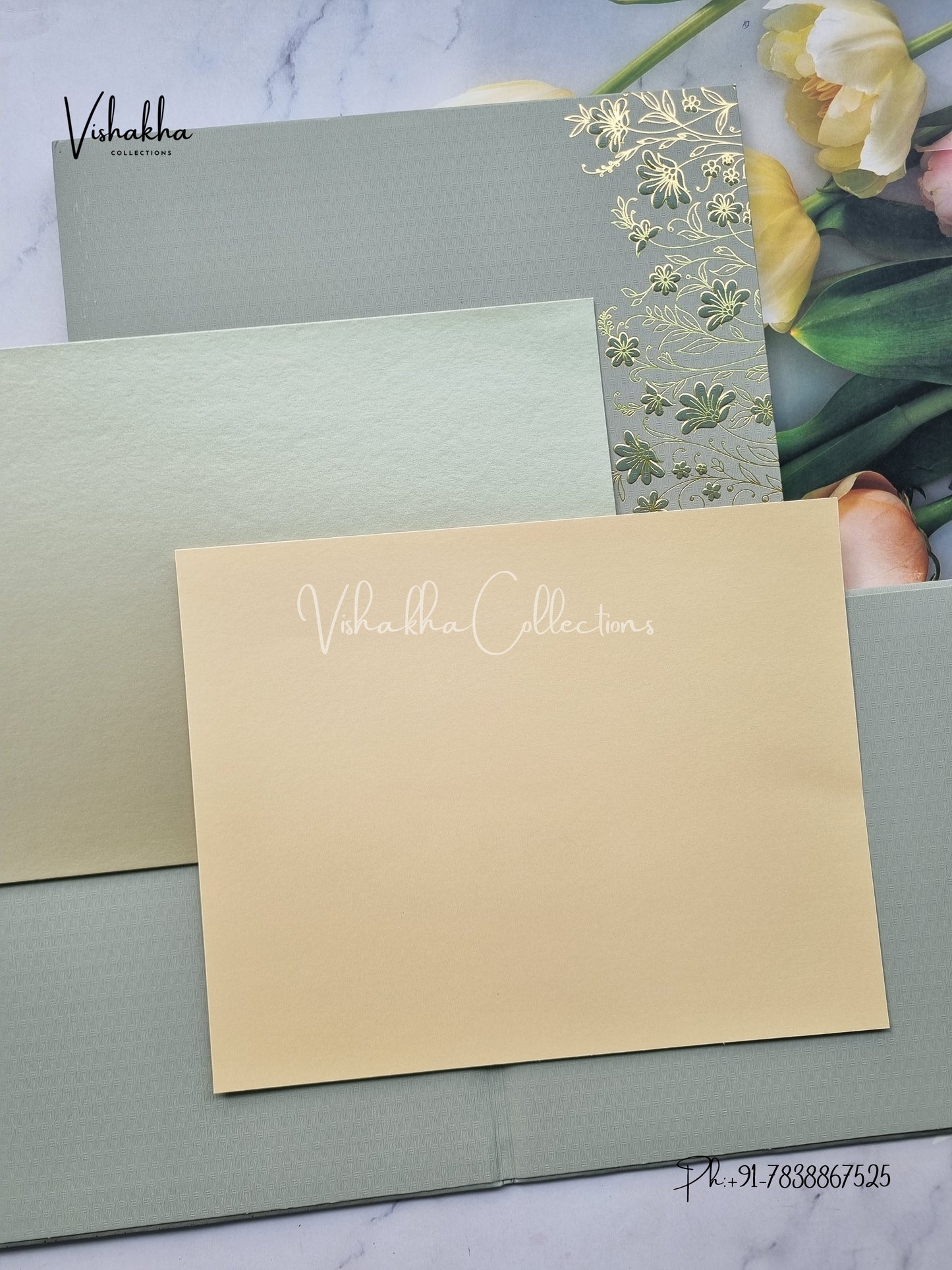 Hindu Muslim Christian Sikh Padded Colored invitation Cards LN-834