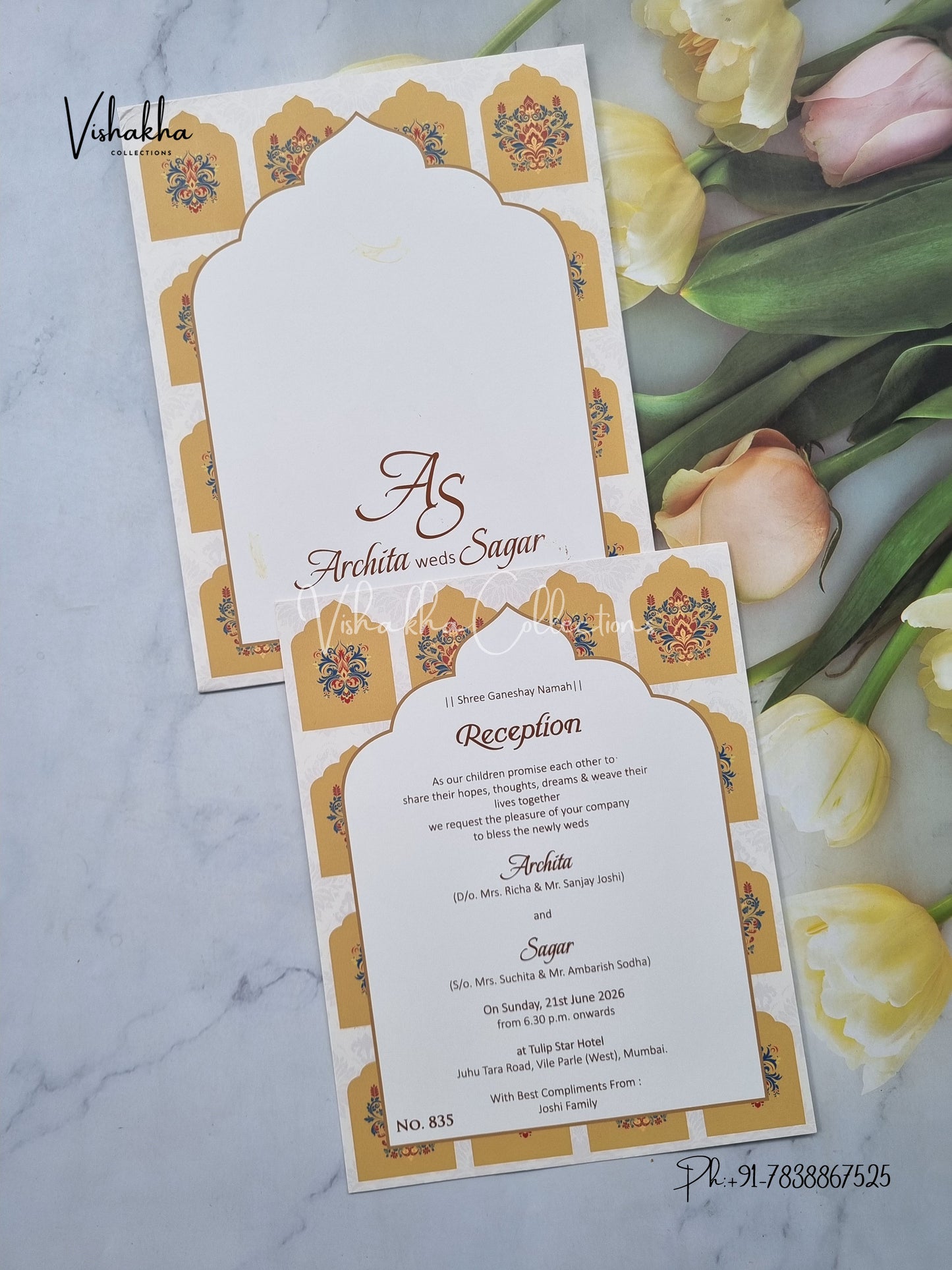 Single Insert Hindu Muslim Christian Sikh invitation Cards LN-835