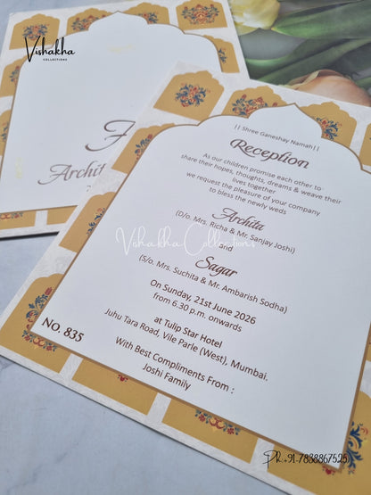 Single Insert Hindu Muslim Christian Sikh invitation Cards LN-835