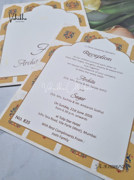 Single Insert Hindu Muslim Christian Sikh invitation Cards LN-835