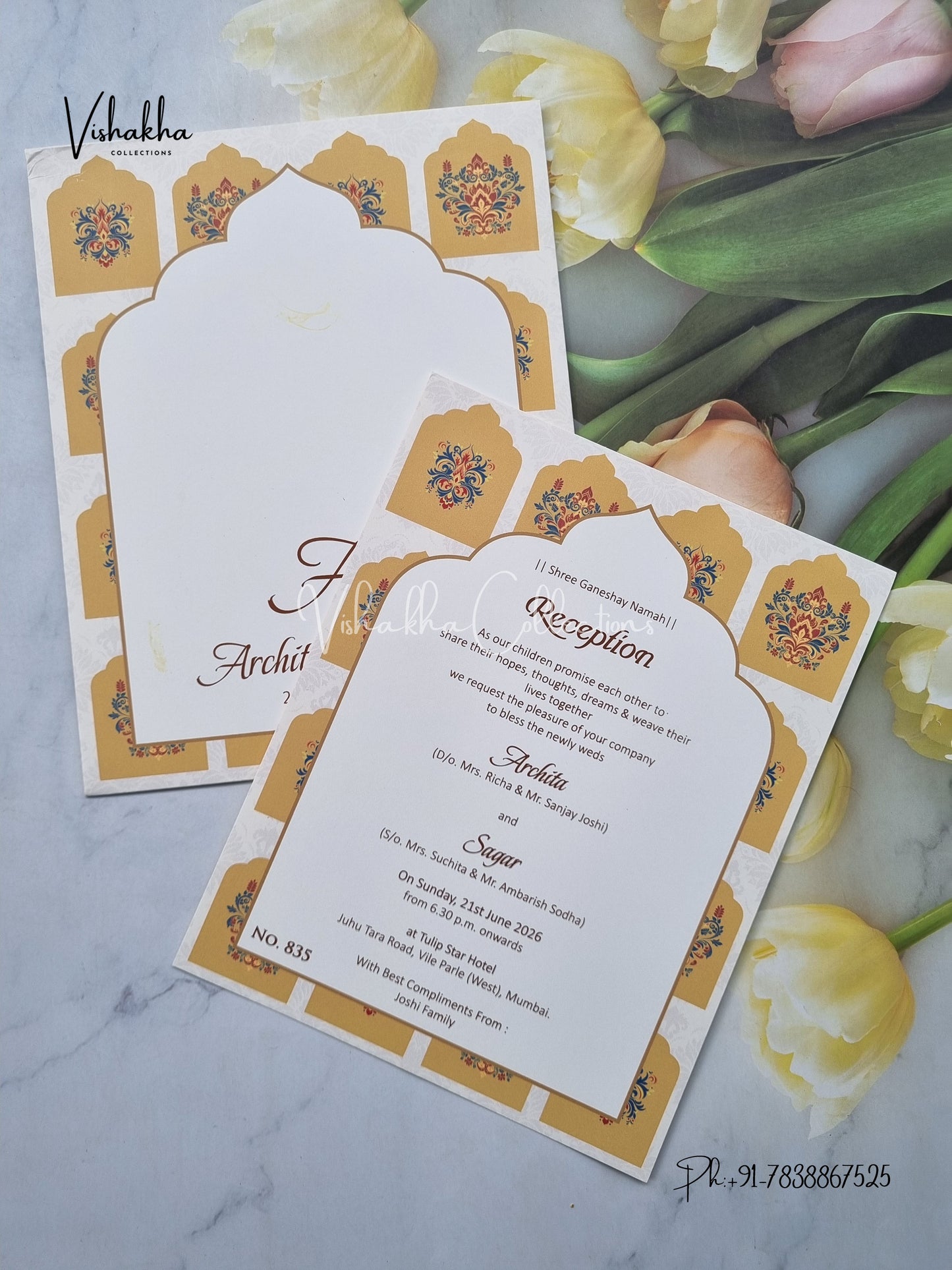 Single Insert Hindu Muslim Christian Sikh invitation Cards LN-835