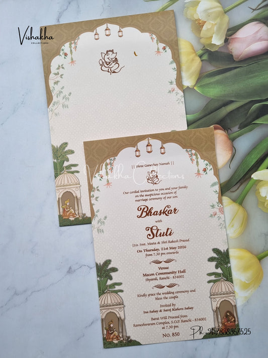 Single Insert Dulah Dulhan Hindu Sikh invitation Cards LN-850