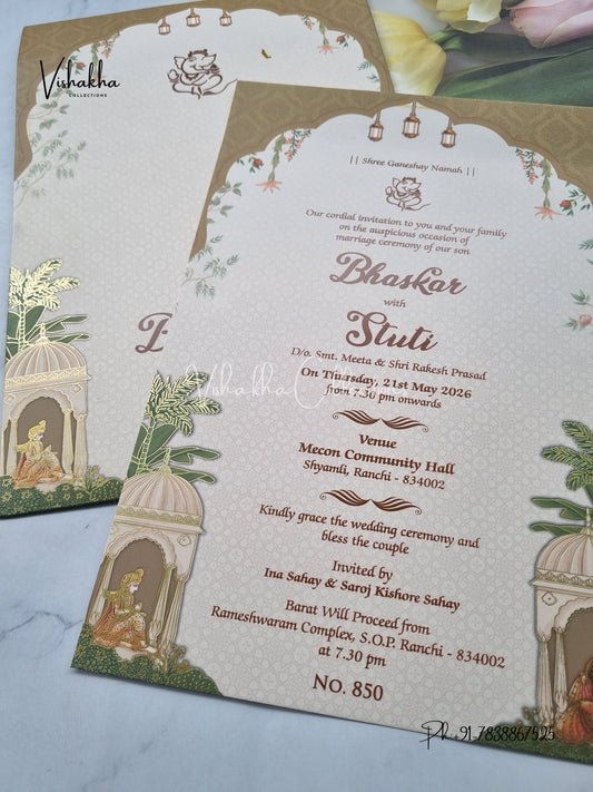 Single Insert Dulah Dulhan Hindu Sikh invitation Cards LN-850