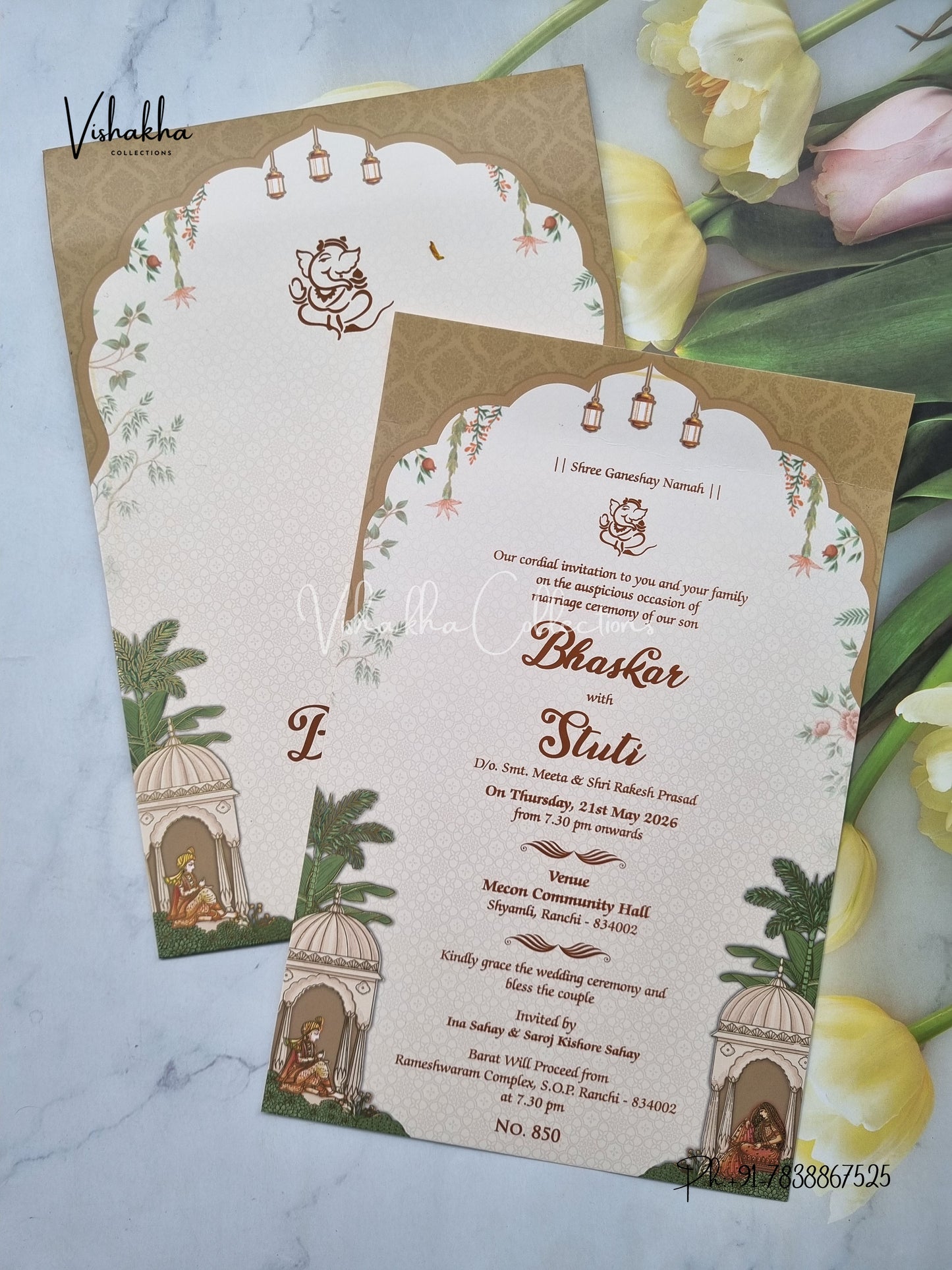 Single Insert Dulah Dulhan Hindu Sikh invitation Cards LN-850