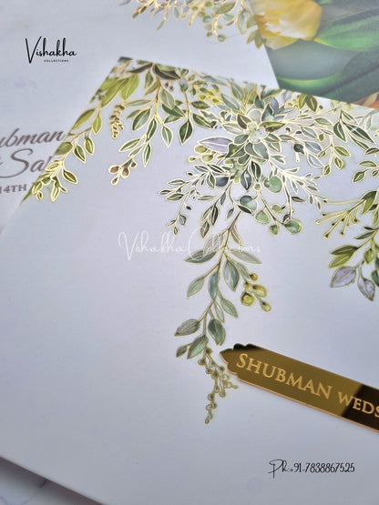 Flower Hindu Muslim Christian Sikh Padded Colored invitation Cards LN-864