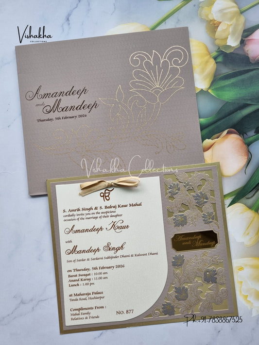 Hindu Muslim Christian Sikh Laser Cut Colored invitation Cards LN-877