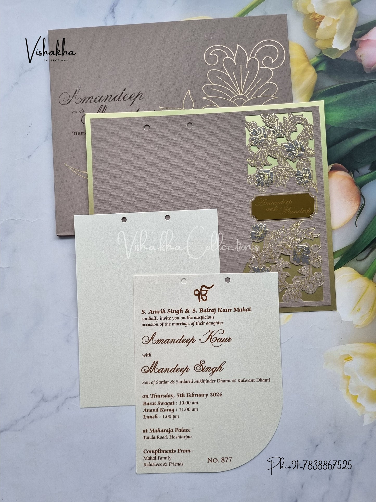 Hindu Muslim Christian Sikh Laser Cut Colored invitation Cards LN-877