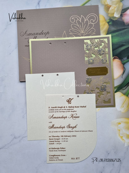 Hindu Muslim Christian Sikh Laser Cut Colored invitation Cards LN-877