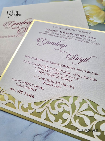 Single Insert Hindu Muslim Christian Sikh Colored invitation Cards LN-878