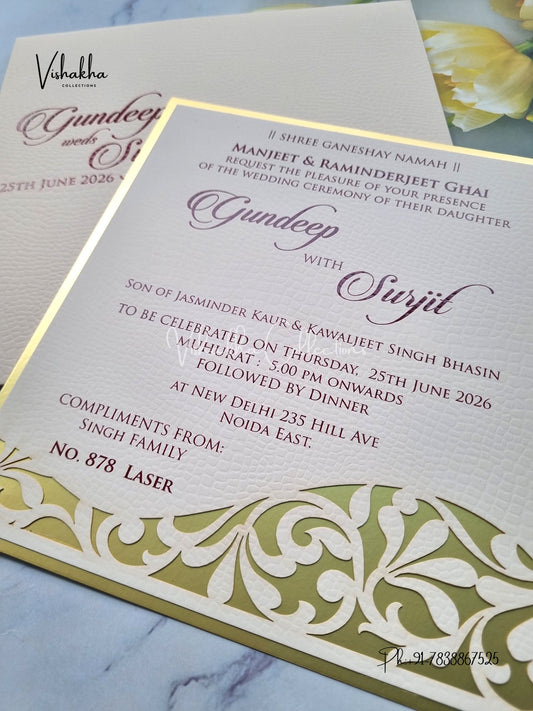 Single Insert Hindu Muslim Christian Sikh Colored invitation Cards LN-878