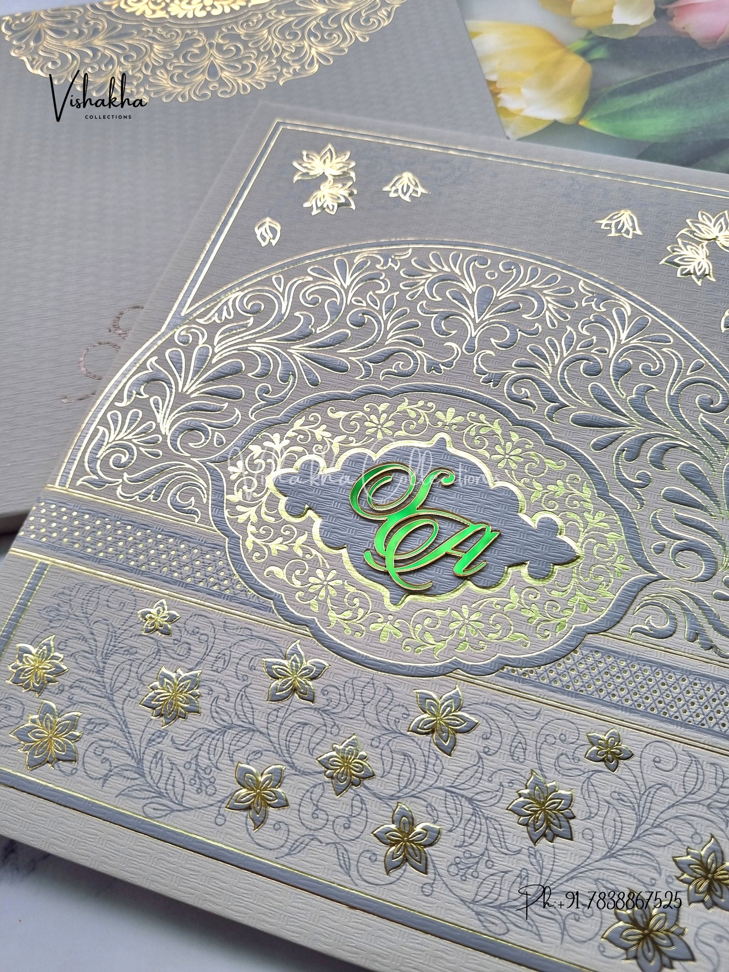 Hindu Muslim Christian Sikh Padded Colored invitation Cards LN-879