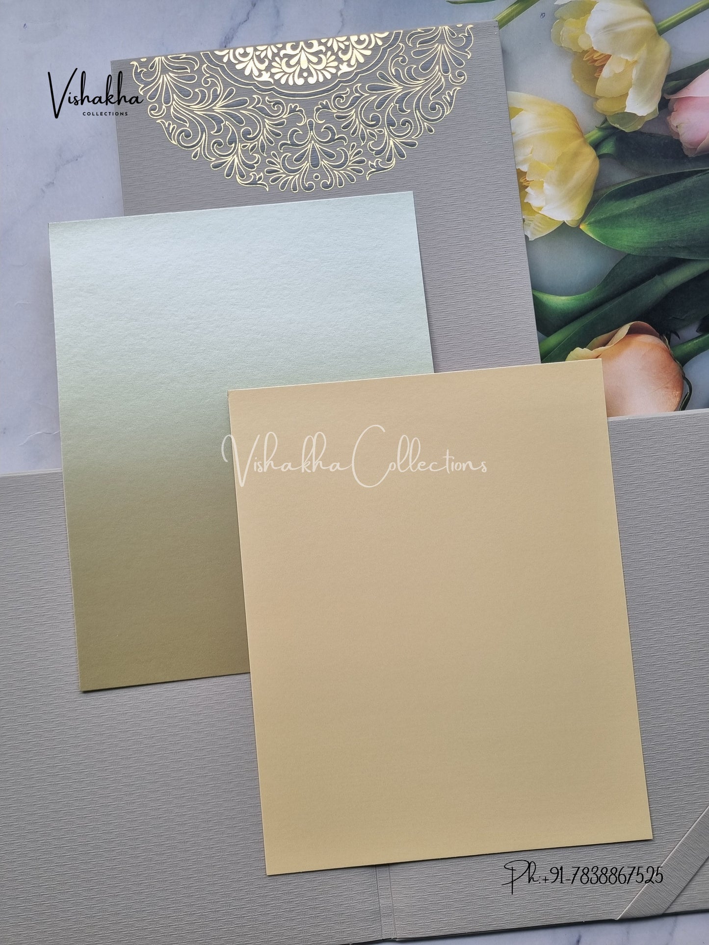 Hindu Muslim Christian Sikh Padded Colored invitation Cards LN-879