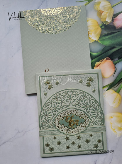 Hindu Muslim Christian Sikh Padded Colored invitation Cards LN-880
