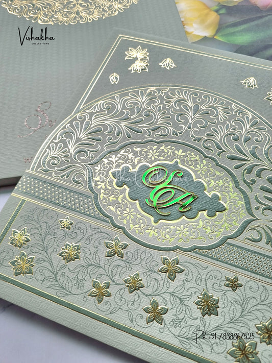 Hindu Muslim Christian Sikh Padded Colored invitation Cards LN-880