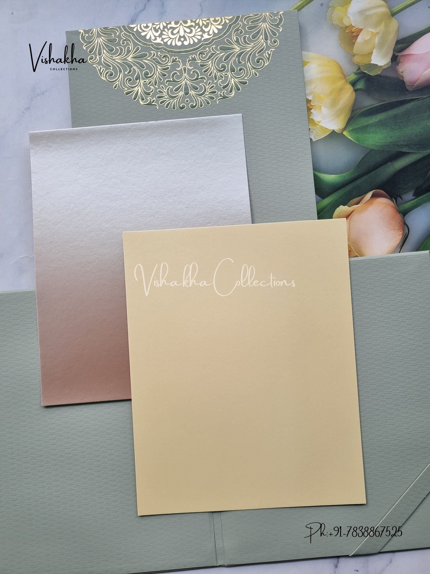 Hindu Muslim Christian Sikh Padded Colored invitation Cards LN-880