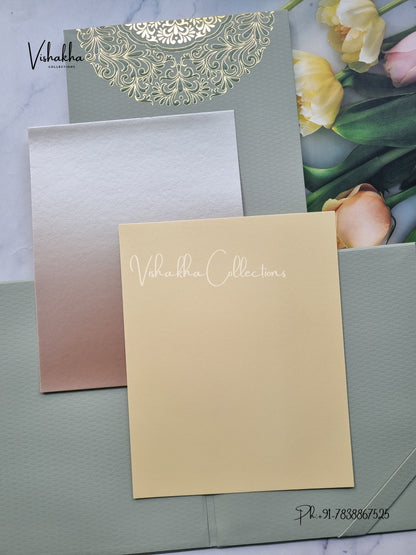 Hindu Muslim Christian Sikh Padded Colored invitation Cards LN-880