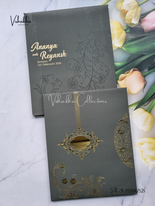 Hindu Muslim Christian Sikh Padded Colored invitation Cards LN-885