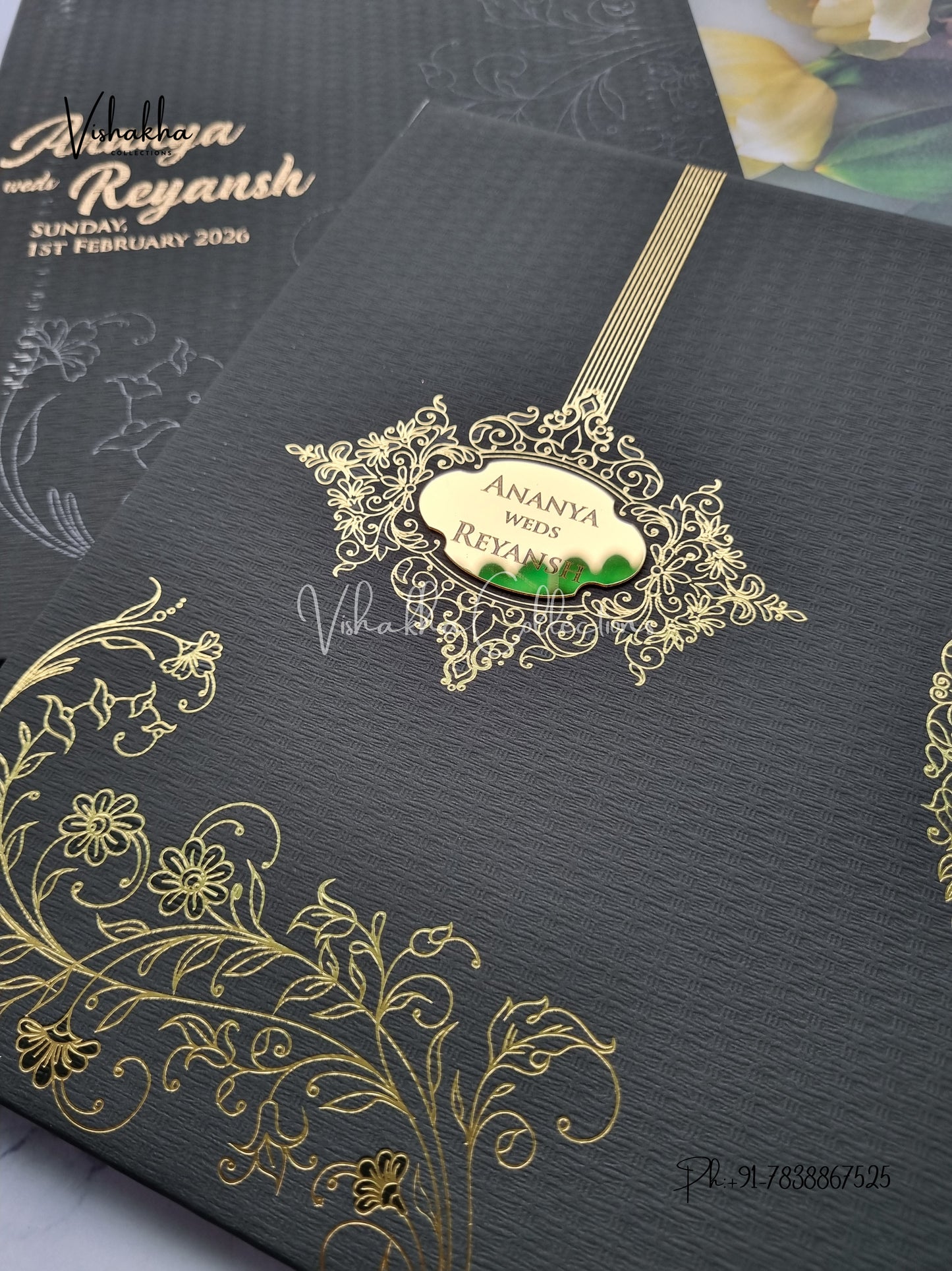 Hindu Muslim Christian Sikh Padded Colored invitation Cards LN-885