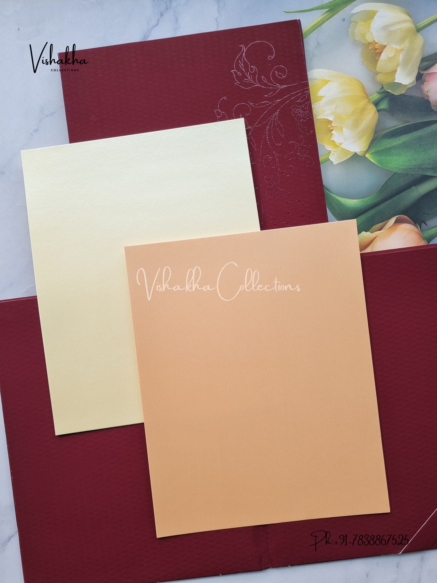 Hindu Muslim Christian Sikh Padded Colored invitation Cards LN-886