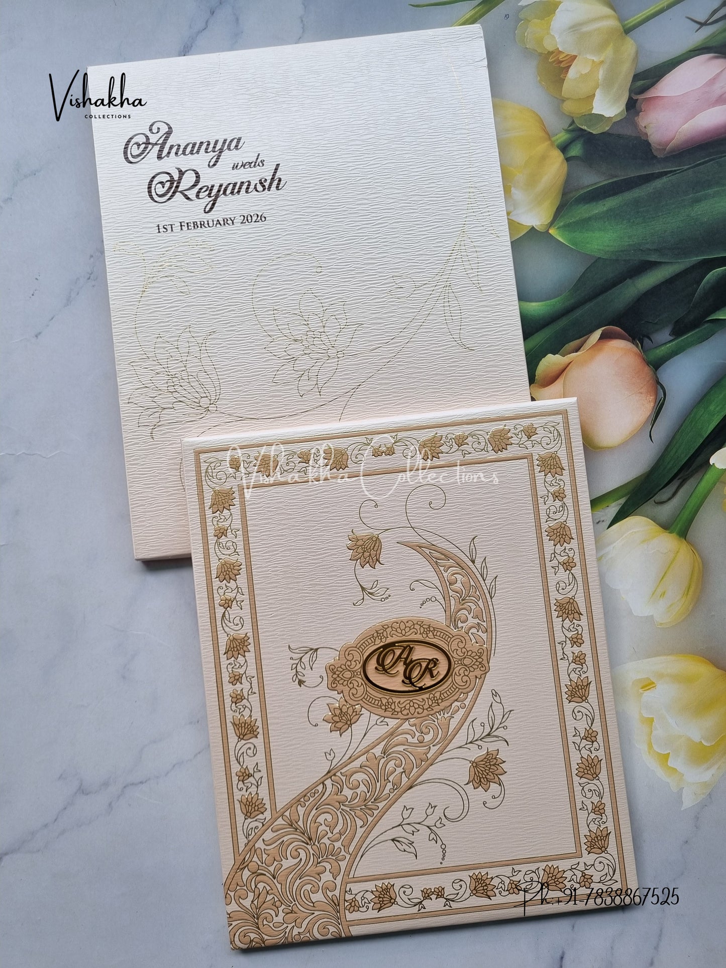 Hindu Muslim Christian Sikh Padded Colored invitation Cards LN-887