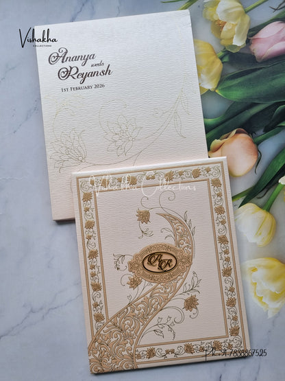 Hindu Muslim Christian Sikh Padded Colored invitation Cards LN-887