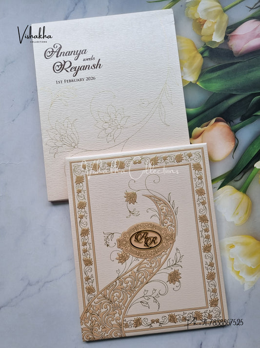 Hindu Muslim Christian Sikh Padded Colored invitation Cards LN-887