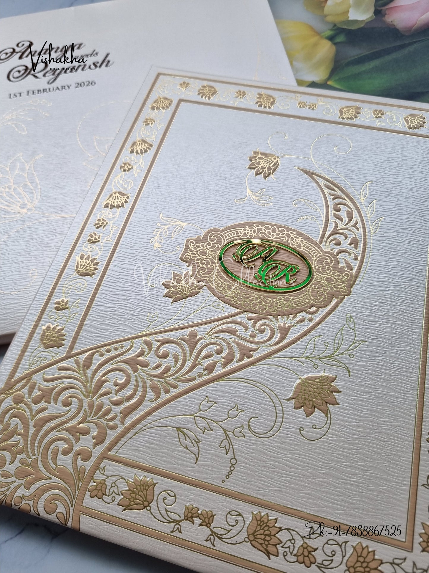 Hindu Muslim Christian Sikh Padded Colored invitation Cards LN-887