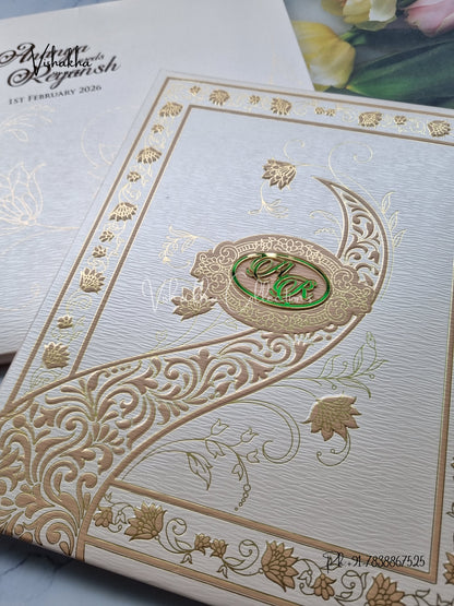 Hindu Muslim Christian Sikh Padded Colored invitation Cards LN-887