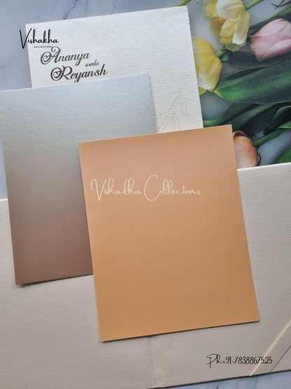 Hindu Muslim Christian Sikh Padded Colored invitation Cards LN-887