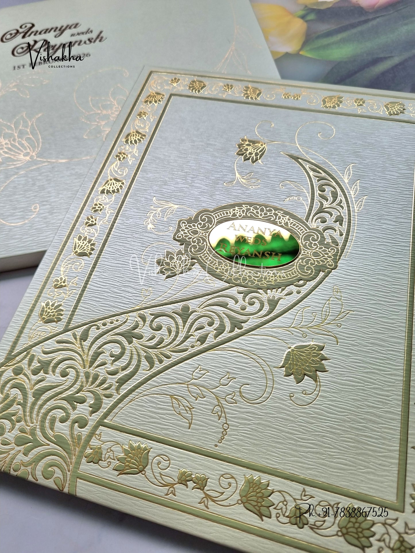 Hindu Muslim Christian Sikh Padded Colored invitation Cards LN-888