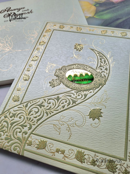 Hindu Muslim Christian Sikh Padded Colored invitation Cards LN-888