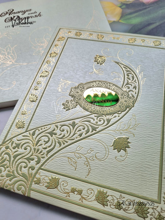 Hindu Muslim Christian Sikh Padded Colored invitation Cards LN-888