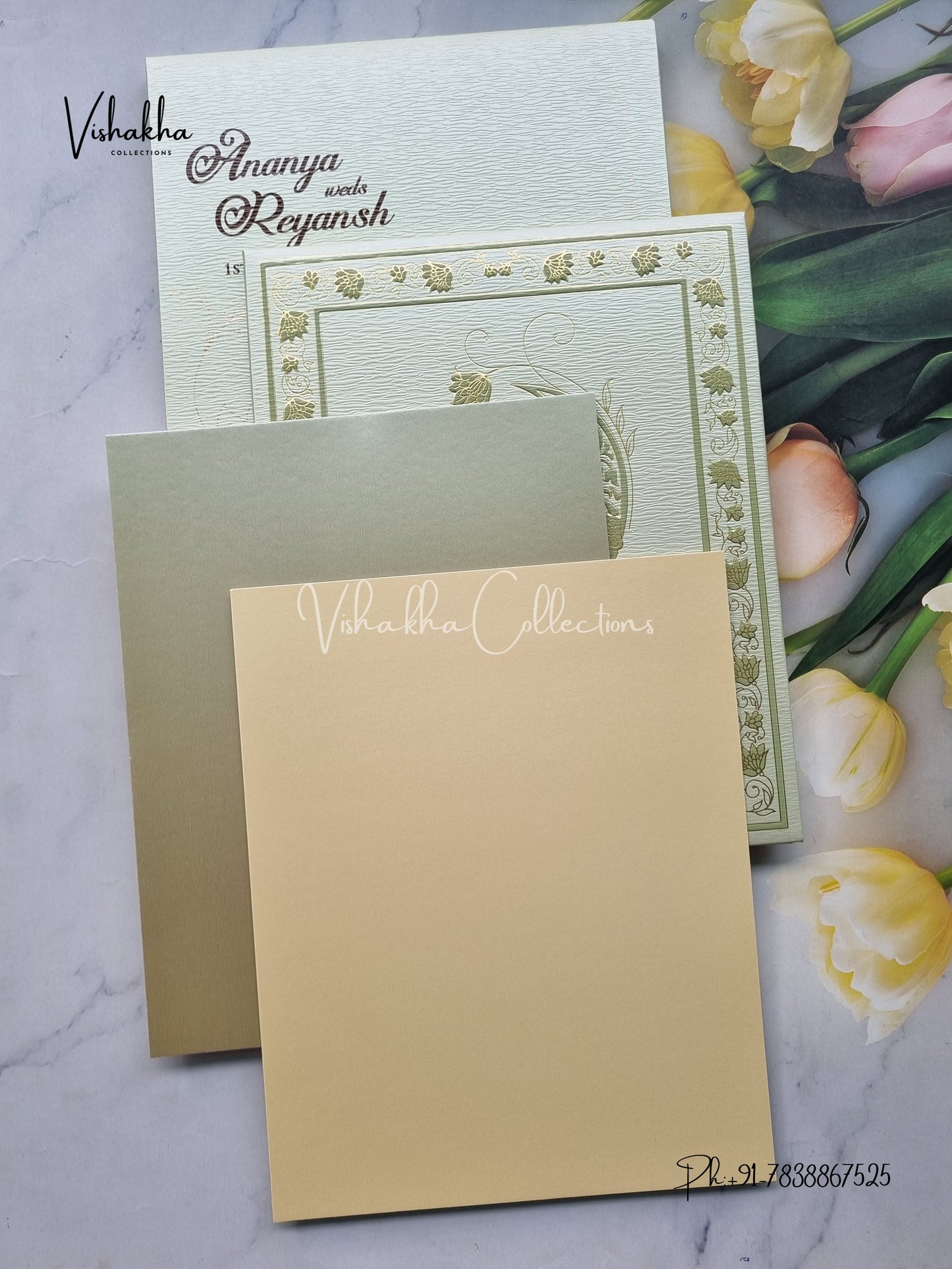 Hindu Muslim Christian Sikh Padded Colored invitation Cards LN-888