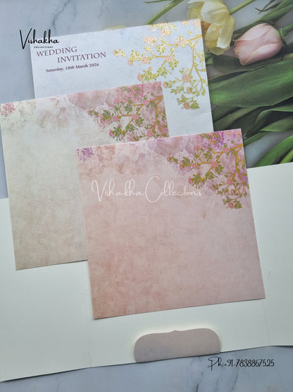 Double Door Hindu Sikh Colored invitation Cards LN-891