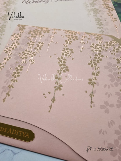 Flower Hindu Muslim Christian Sikh Colored invitation Cards LN-894