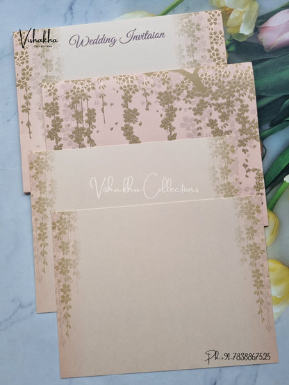 Flower Hindu Muslim Christian Sikh Colored invitation Cards LN-894